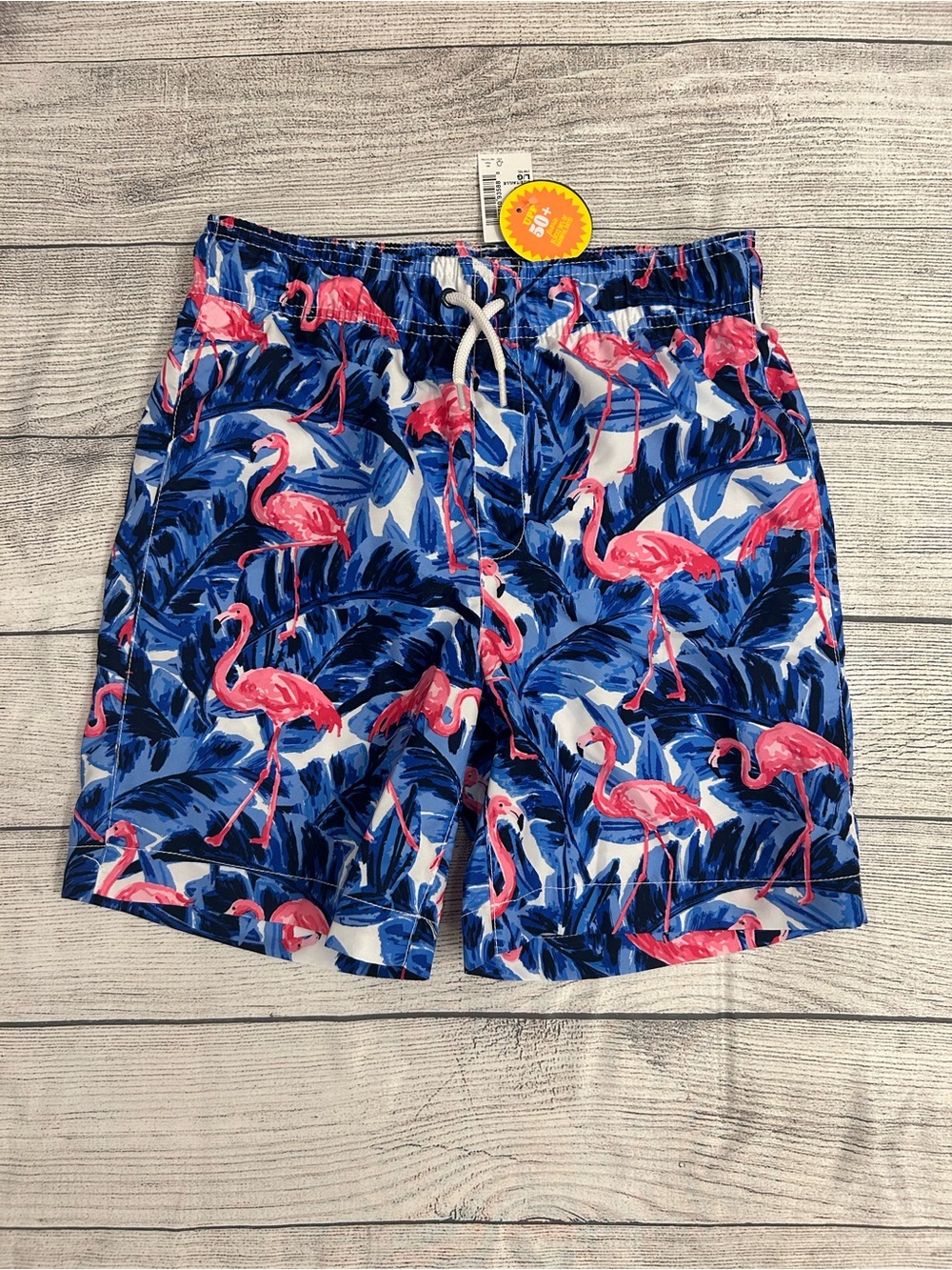 Children’s Place Flamingo swim trunks size L 10/12 boys NWT